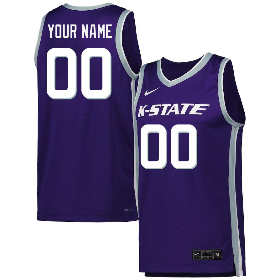 Custom Kansas State Wildcats Name And Number College Basketball Jerseys-Purple